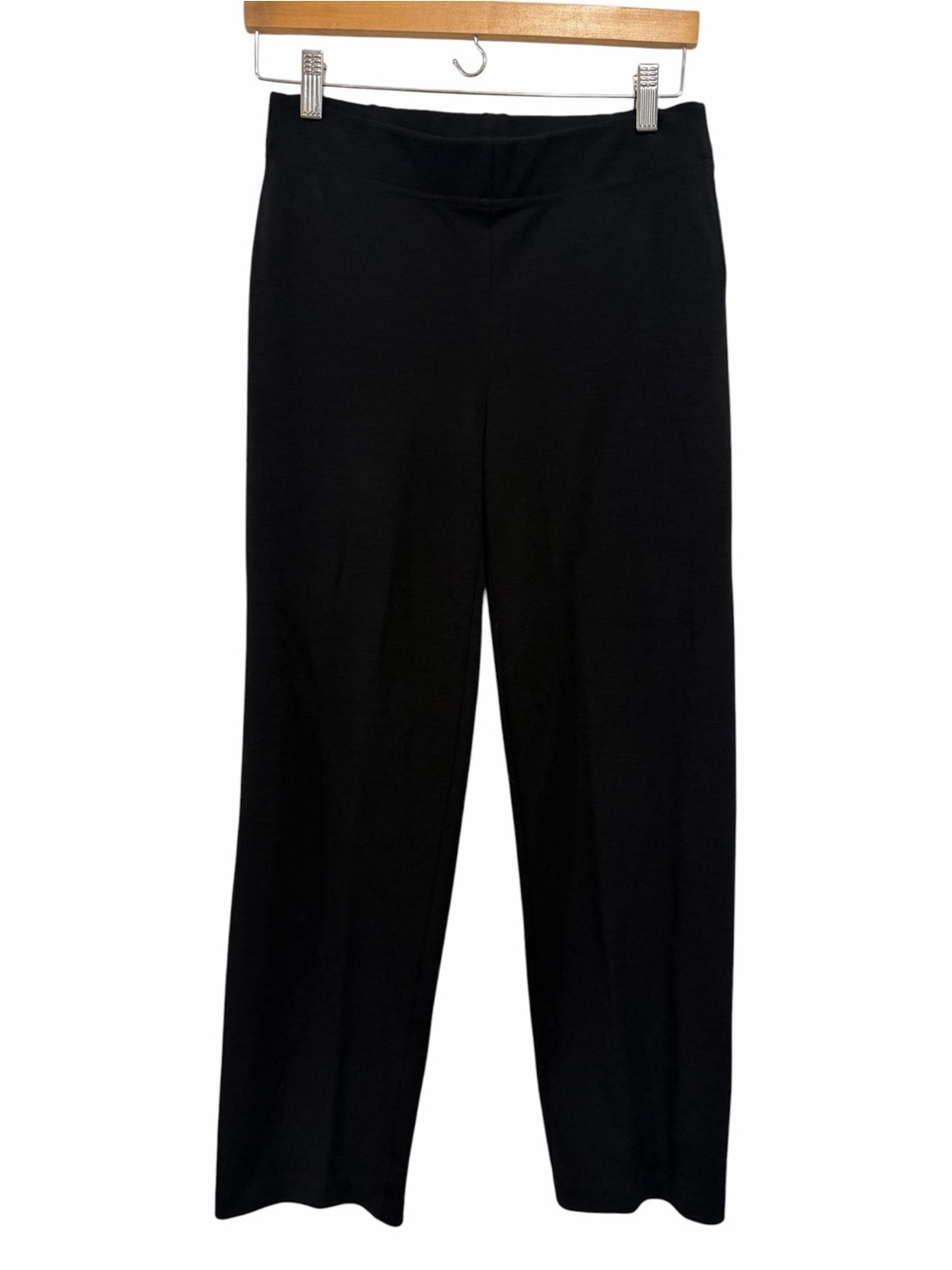 Eileen Fisher Pull On Knit Pants Womens PS Petite Small Black Stretch USA Made